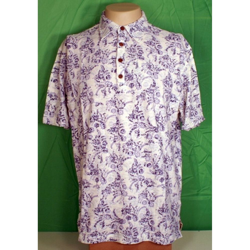 Pussers West Indies Polo Shirt Blue Floral NWT